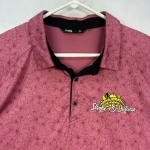 UNRL Golf Polo Shirt Mens XL Red Floral AOP Performance Stretch Short Sleeve